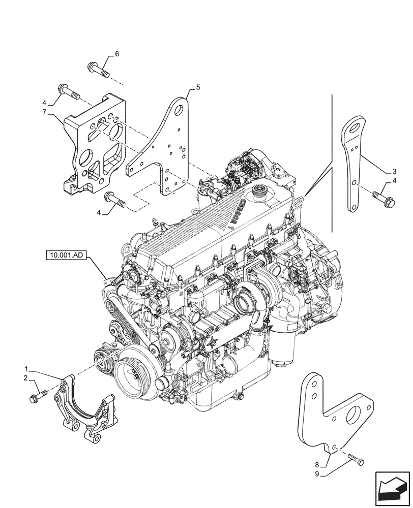 Схема запчастей Case IH F2CFP614C H003 - (10.001.AK) - ENGINE, SUPPORT (10) - ENGINE