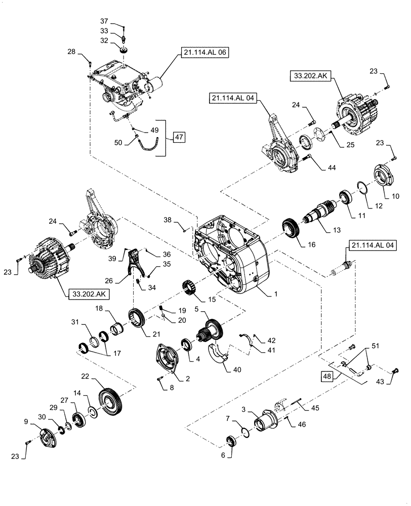 Схема запчастей Case IH 5140 - (21.114.AL[05]) - VAR - 425440, 425441 - TRANSMISSION, REAR, LOW SPEED (21) - TRANSMISSION