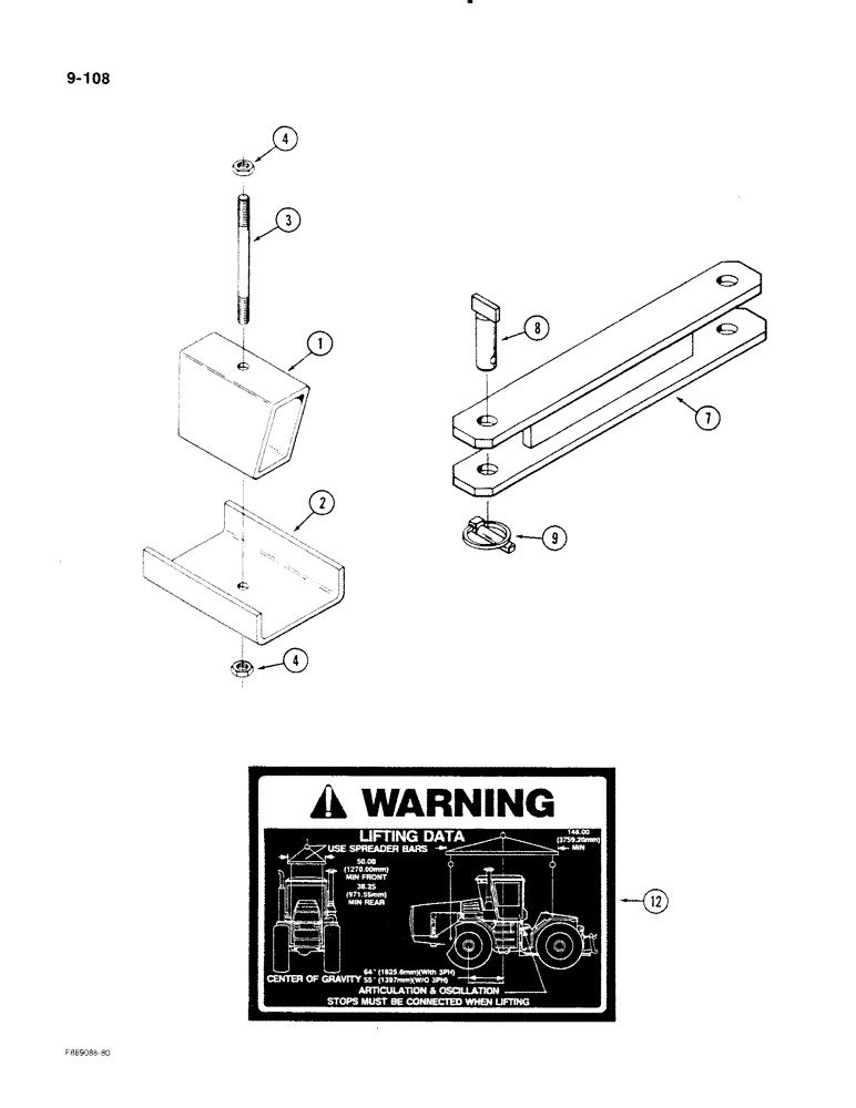 Схема запчастей Case IH STEIGER - (9-108) - SHIPPING AND LIFTING ACCESSORIES (09) - CHASSIS/ATTACHMENTS