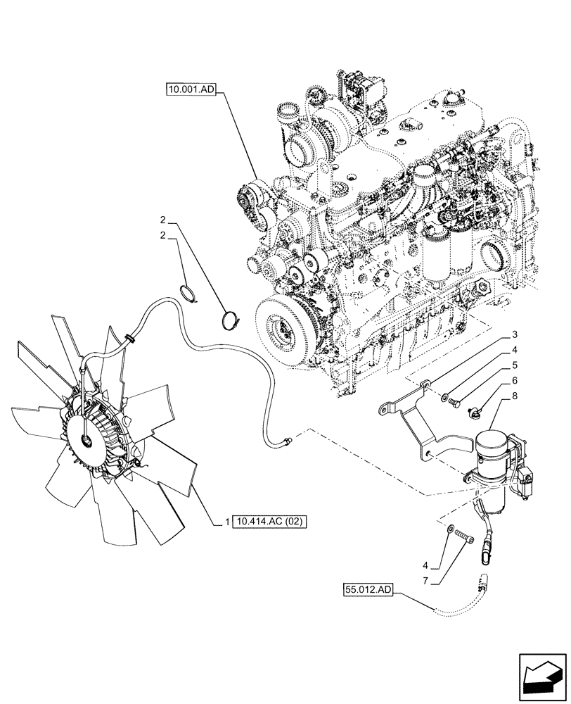 Схема запчастей Case IH PUMA 150 - (10.414.AQ) - VAR - 758000 - REVERSIBLE FAN (10) - ENGINE