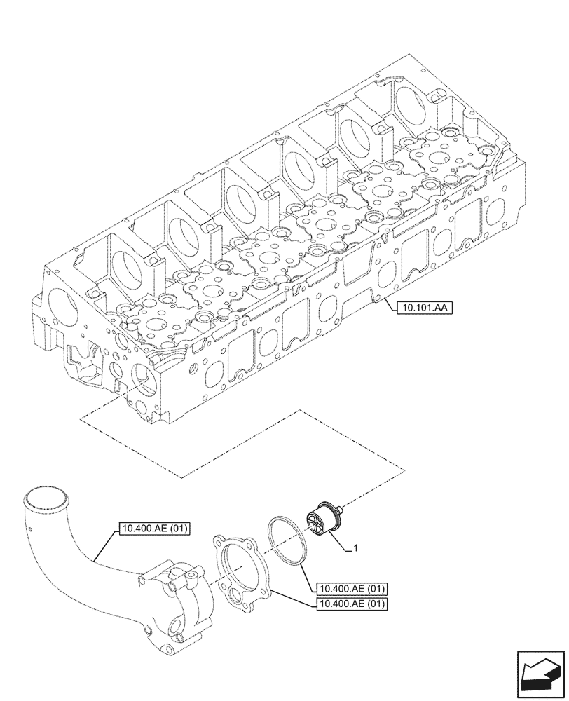 Схема запчастей Case IH F2CFP614D H003 - (10.400.BC) - THERMOSTAT (10) - ENGINE