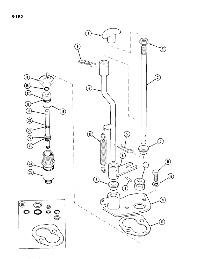 Схема запчастей Case IH 1194 - (8-182) - DUMP VALVE AND CONTROL, TRACTORS WITH CAB (08) - HYDRAULICS