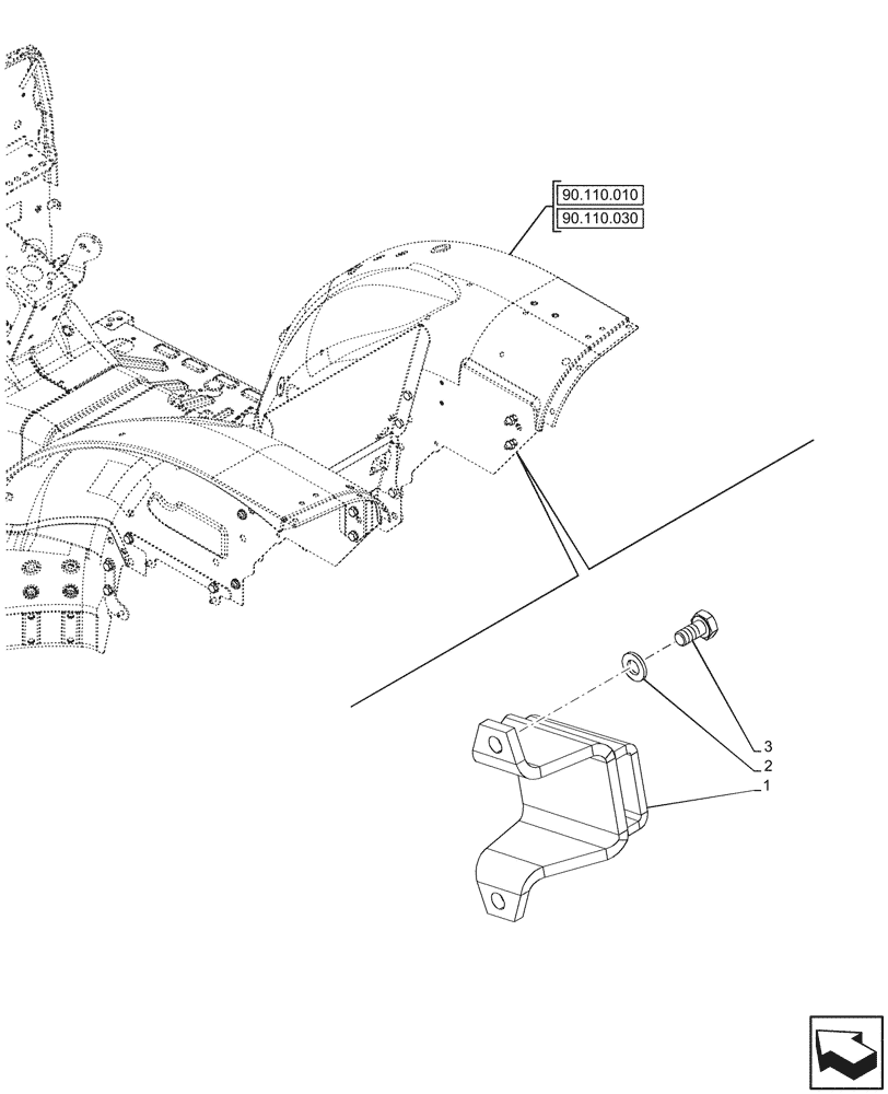 Схема запчастей Case IH FARMALL 90V - (33.220.080) - VAR - 330895 - TRAILER BRAKE VALVE, SUPPORT, ITALY, W/O CAB (33) - BRAKES & CONTROLS