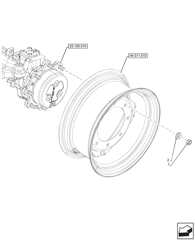 Схема запчастей Case IH FARMALL 90V - (25.108.270) - FRONT AXLE, WHEEL, MOUNTING, 4WD (25) - FRONT AXLE SYSTEM