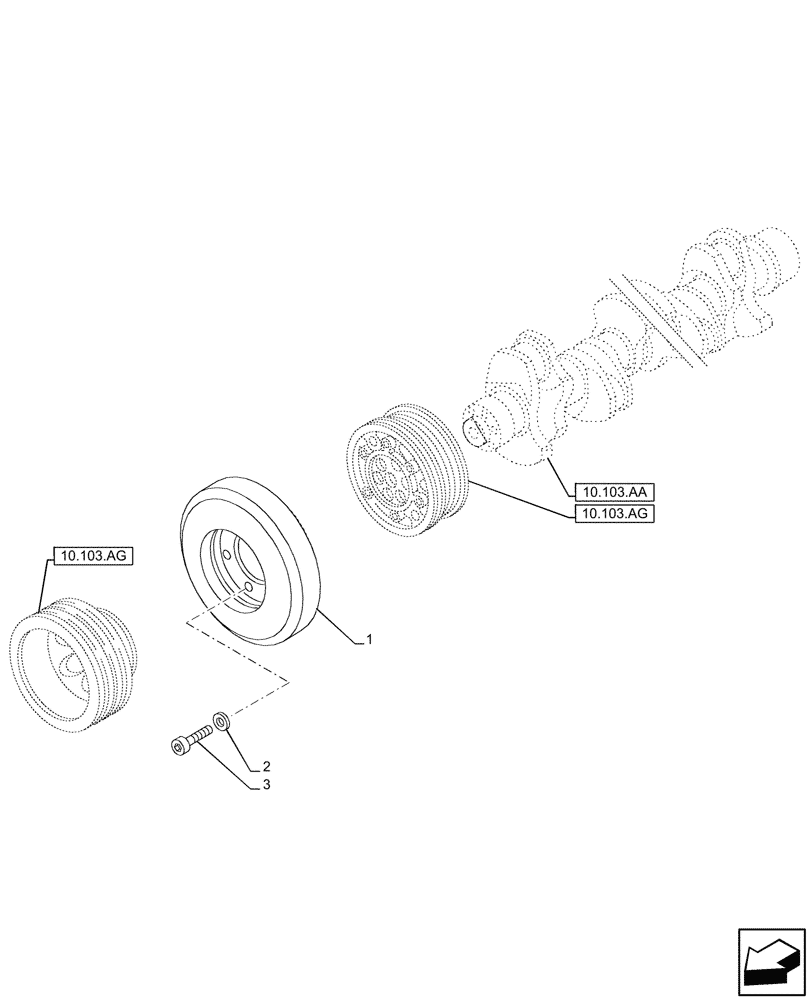 Схема запчастей Case IH F2CFP614D H003 - (10.110.AD) - CRANKSHAFT, DAMPER (10) - ENGINE