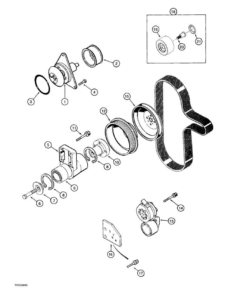 Схема запчастей Case IH 9310 - (2-002) - WATER PUMP AND FAN PULLEY, 6T-830 ENGINE, 6TA-830 ENGINE, PRIOR TO S/N JEE0036501 (02) - ENGINE