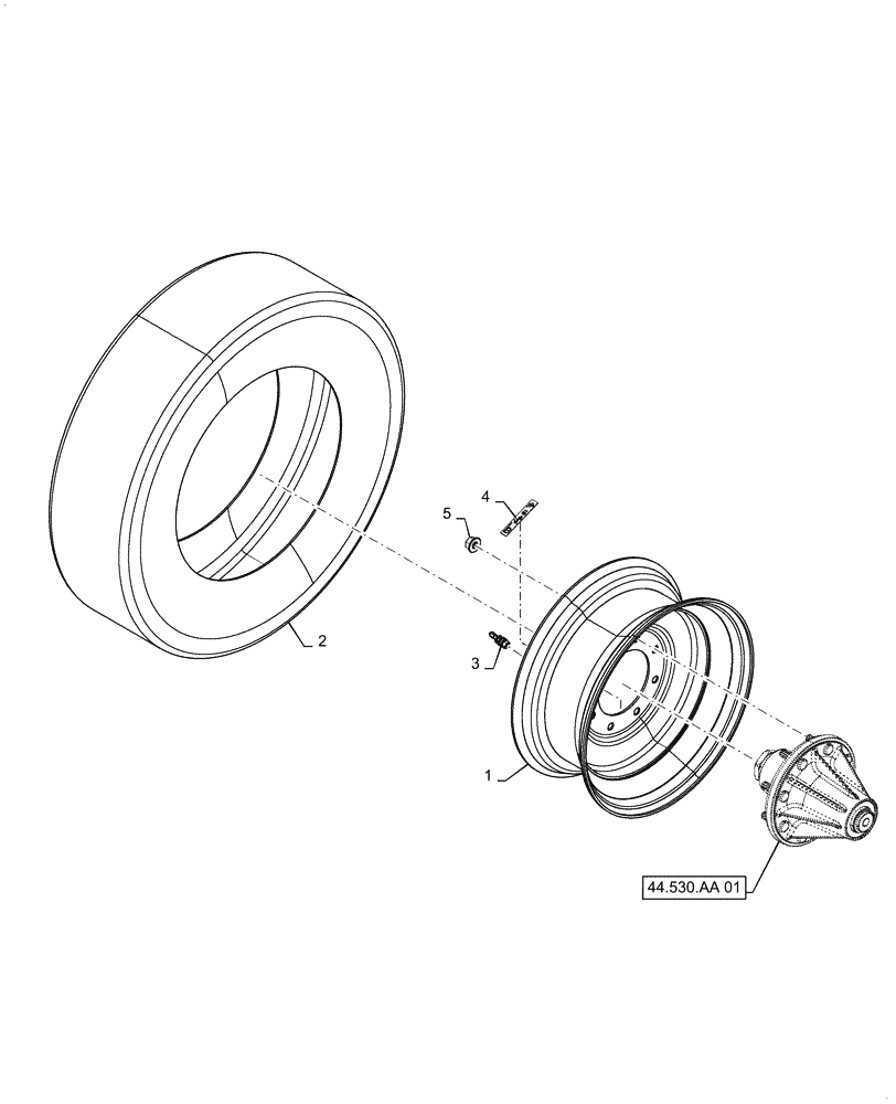 Схема запчастей Case IH 2150 - (44.530.AF[01]) - WHEEL 19.5 X 7.5 8 BOLT (44) - WHEELS