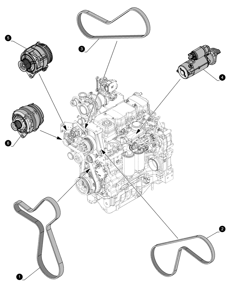 Схема запчастей Case IH MAXXUM 135 - (05.100.04[02]) - MAINTENANCE PARTS - STARTER MOTOR, ALTERNATOR, BELTS (05) - SERVICE & MAINTENANCE