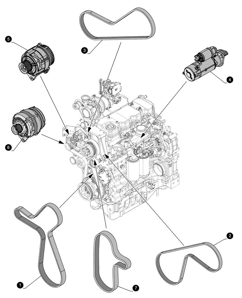 Схема запчастей Case IH MAXXUM 135 - (05.100.04[02]) - MAINTENANCE PARTS - STARTER MOTOR, ALTERNATOR, BELTS (05) - SERVICE & MAINTENANCE