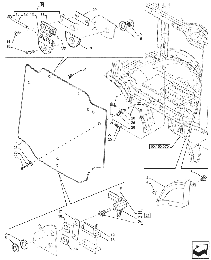 Схема запчастей Case IH FARMALL 110N - (90.156.040) - VAR - 759031, 759033 - REAR, WINDOW, CAB (90) - PLATFORM, CAB, BODYWORK AND DECALS