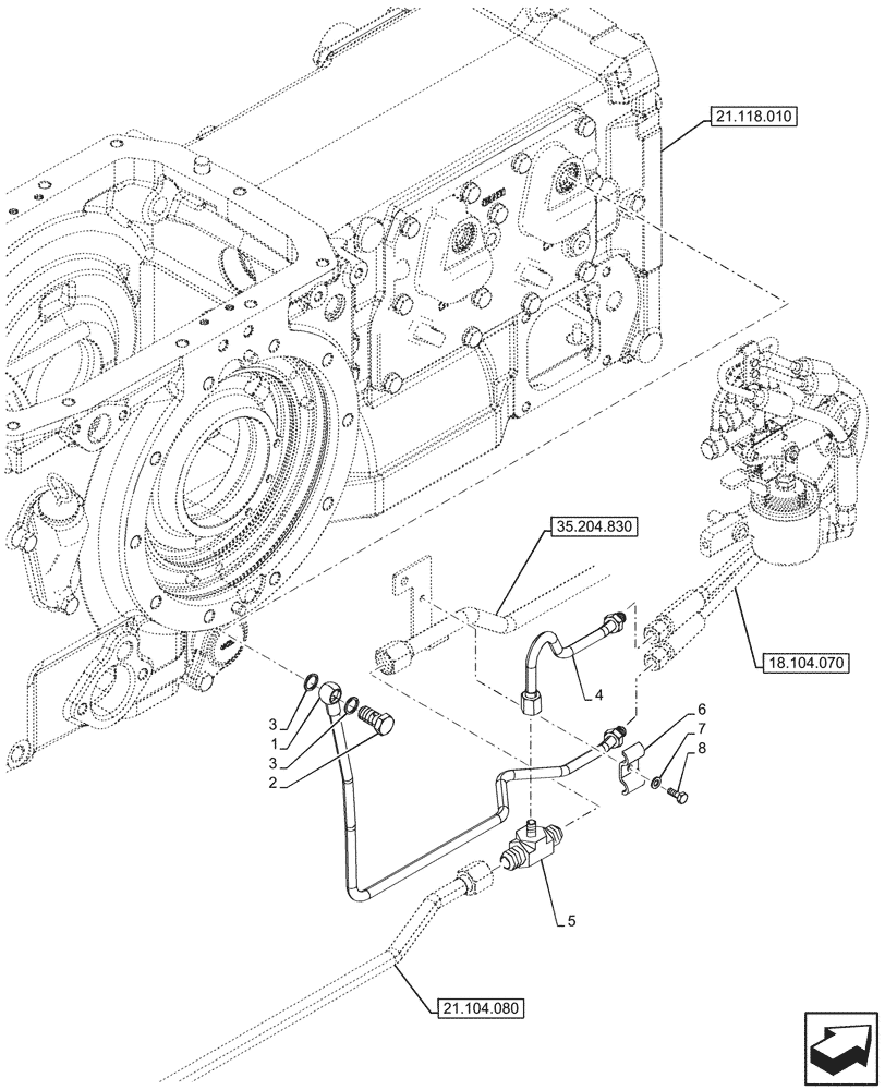 Схема запчастей Case IH FARMALL 110N - (18.104.100) - VAR - 341972, 341973, 341974 - PTO CLUTCH, LINES, CAB (18) - CLUTCH