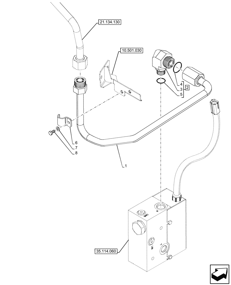 Схема запчастей Case IH FARMALL 100N - (21.104.140) - VAR - 743915 - DELIVERY PIPE, STABILIZER, W/O MID MOUNT VALVES (21) - TRANSMISSION