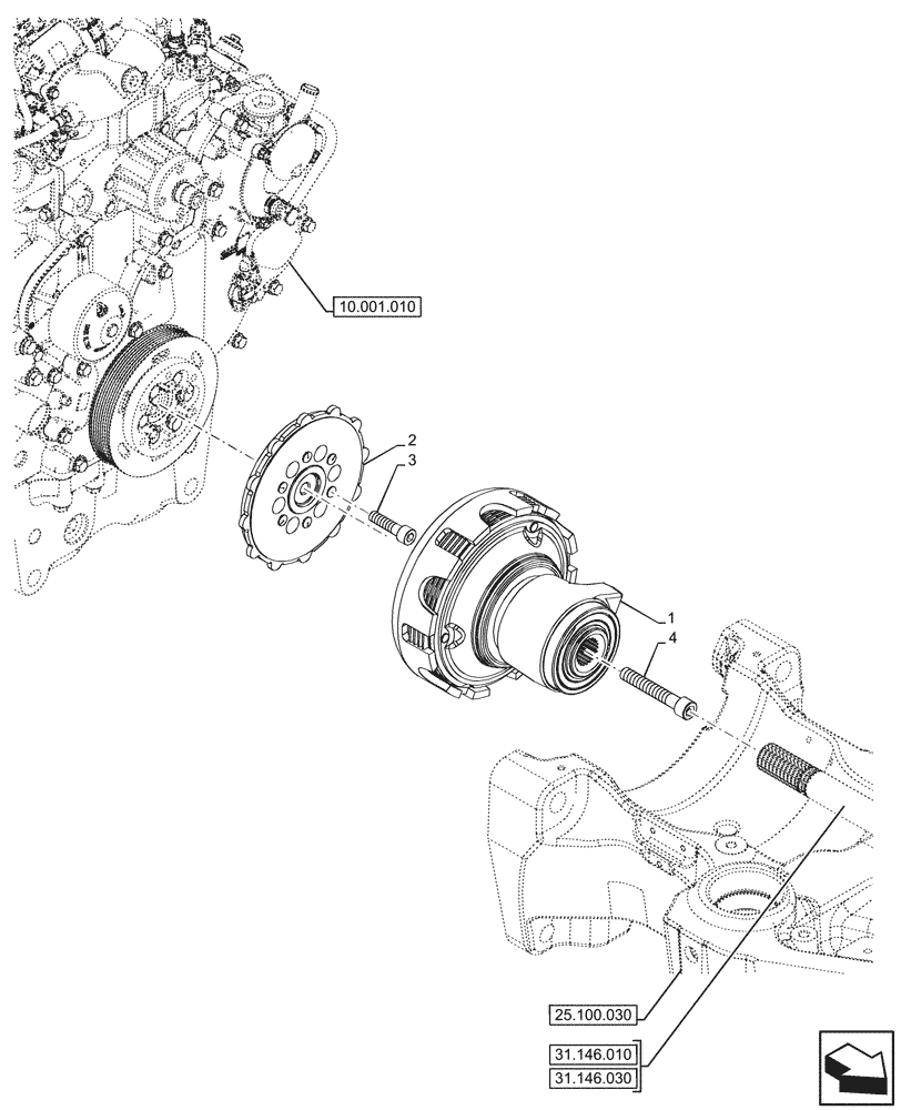 Схема запчастей Case IH FARMALL 90N - (31.146.050) - VAR - 341979, 341980, 341981, 341982, 342346, 342347, 342350, 342351, 342352, 342355, 743522 - CLUTCH, FRONT PTO (31) - IMPLEMENT POWER TAKE OFF