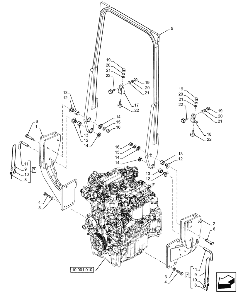 Схема запчастей Case IH FARMALL 110N - (90.114.010) - VAR - 342270, 342271, 759028, 759029 - ROPS, W/O CAB (90) - PLATFORM, CAB, BODYWORK AND DECALS