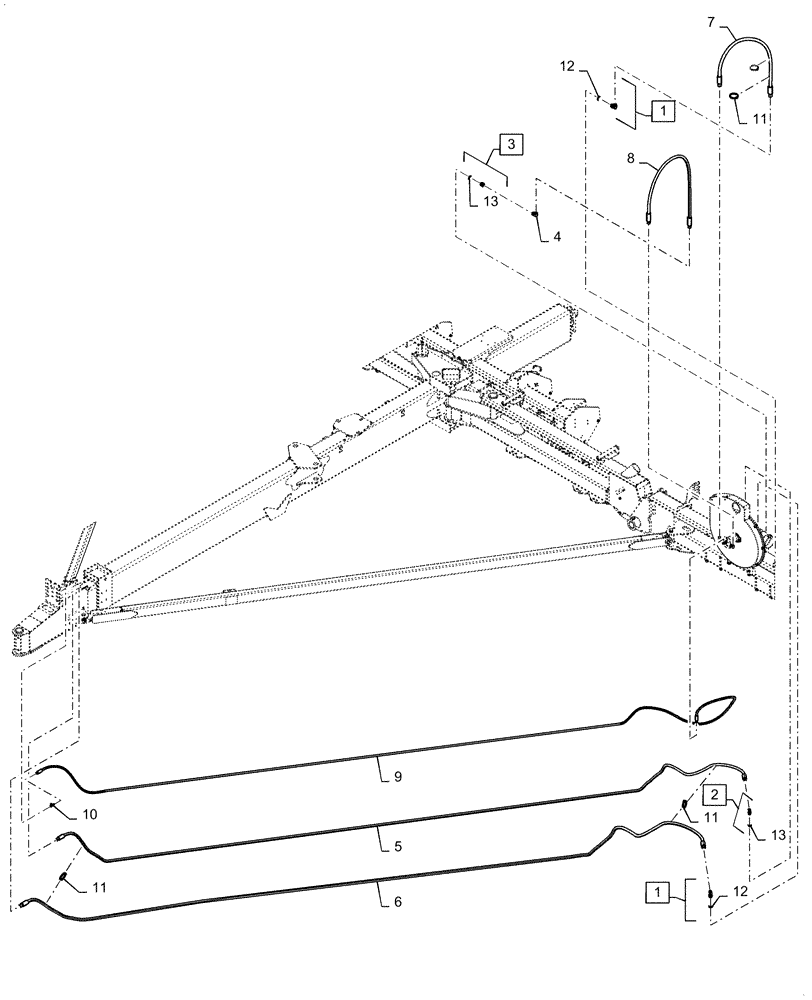 Схема запчастей Case IH 1255 - (35.744.AC[04]) - LEFT SIDE, HYDRAULIC HOSES, MULTI VALVE DIRECT DRIVE 2 POINT HITCH (35) - HYDRAULIC SYSTEMS