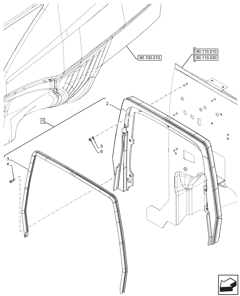 Схема запчастей Case IH FARMALL 100N - (90.102.050) - VAR - 759028, 759029 - HOOD, FRAME, W/O CAB (90) - PLATFORM, CAB, BODYWORK AND DECALS