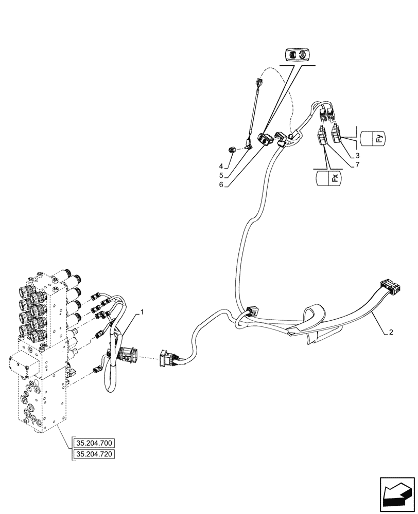 Схема запчастей Case IH FARMALL 100V - (55.036.050) - VAR - 743970 - MID-MOUNT CONTROL VALVE, ELECTRICAL, HARNESS, SWITCH, CAB (55) - ELECTRICAL SYSTEMS