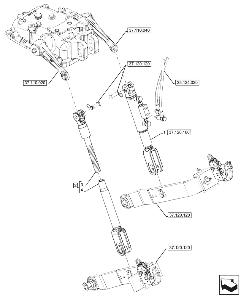 Схема запчастей Case IH FARMALL 90N - (37.120.150) - VAR - 743536 - REAR, 3 POINT HITCH, ADJUSTMENT ROD, HYDRAULIC (37) - HITCHES, DRAWBARS & IMPLEMENT COUPLINGS