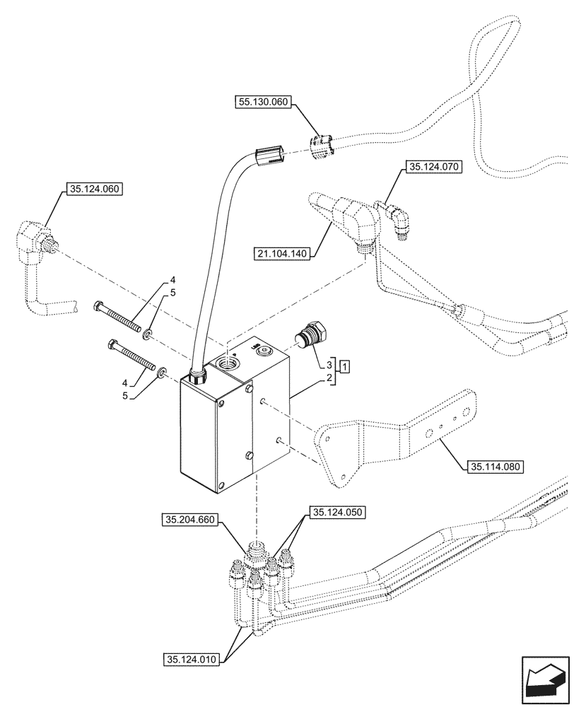 Схема запчастей Case IH FARMALL 110V - (35.114.060) - VAR - 743536 - 3 POINT HITCH, CONTROL VALVE, CAB (35) - HYDRAULIC SYSTEMS