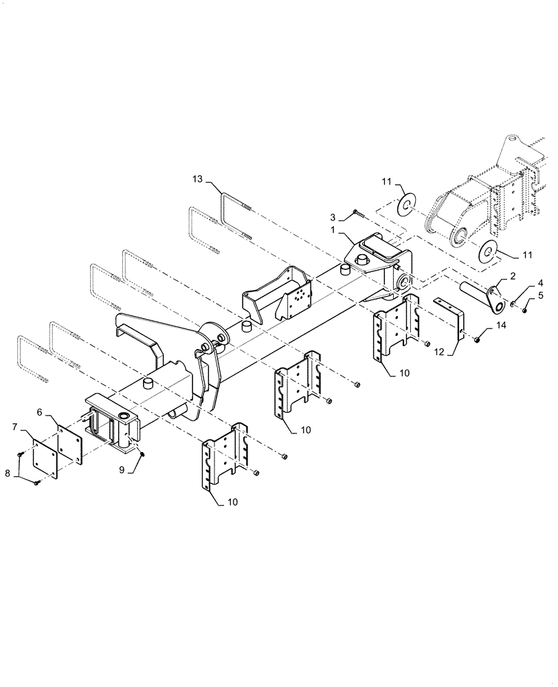 Схема запчастей Case IH 1255 - (39.100.AN[04]) - OUTER WING LEFT FOR 12 ROW (39) - FRAMES AND BALLASTING