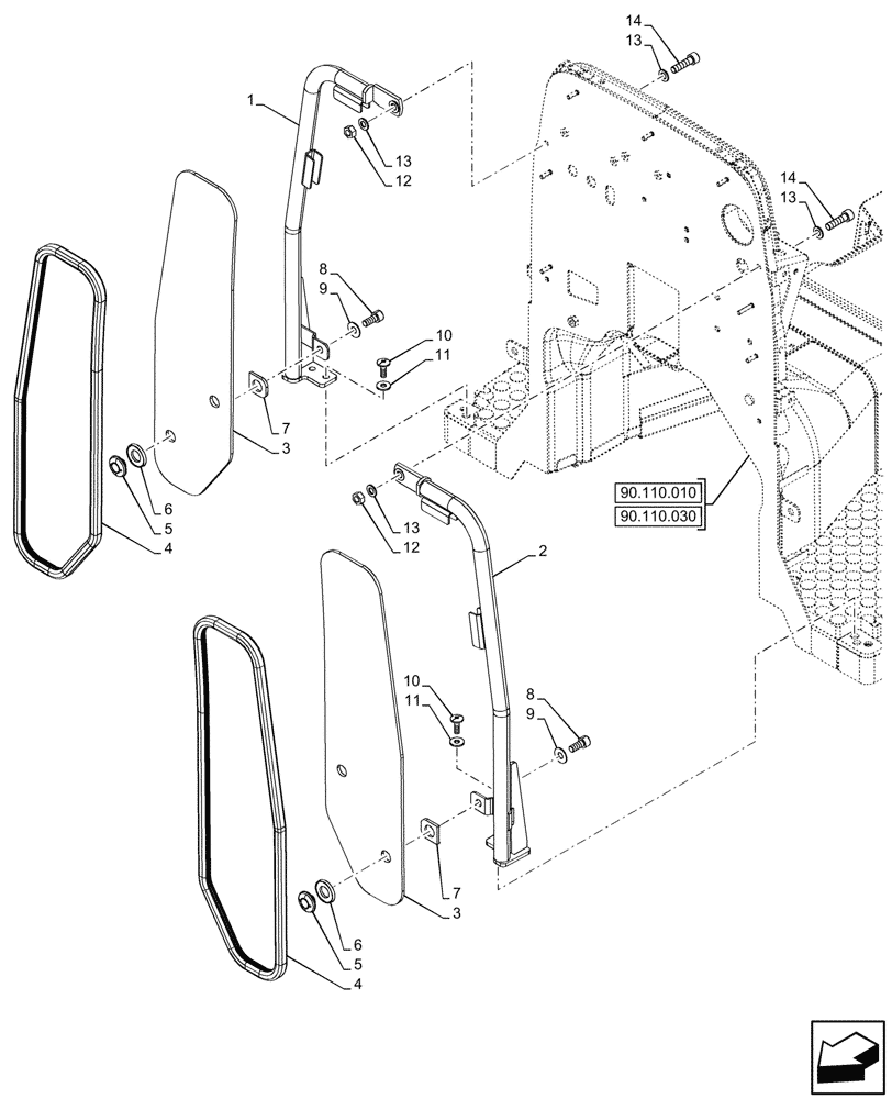 Схема запчастей Case IH FARMALL 100N - (90.116.220) - VAR - 342270, 342271, 759028, 759029 - PLATFORM, GUARD, W/O CAB (90) - PLATFORM, CAB, BODYWORK AND DECALS