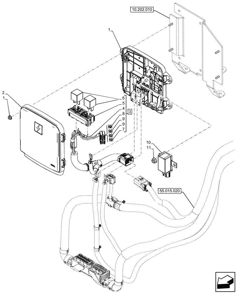 Схема запчастей Case IH FARMALL 110N - (55.015.050) - VAR - 759001, 759002 - ENGINE, ELECTRONIC CONTROL UNIT (55) - ELECTRICAL SYSTEMS