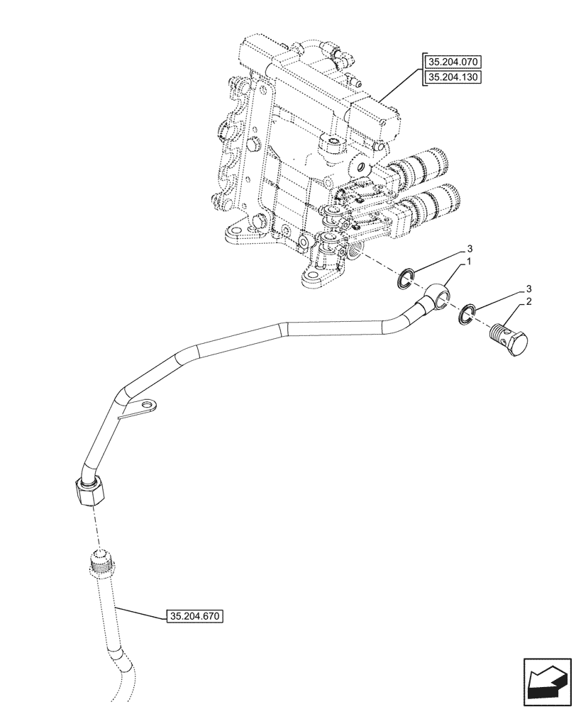 Схема запчастей Case IH FARMALL 90N - (35.204.180) - VAR - 759022 - 2 REMOTE VALVES, LINES (35) - HYDRAULIC SYSTEMS