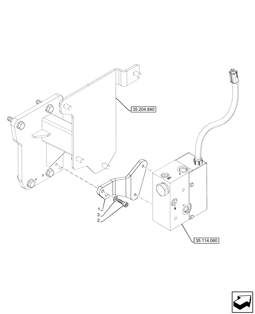 Схема запчастей Case IH FARMALL 100N - (35.114.090) - VAR - 743915 - 3 POINT HITCH, CONTROL VALVE, BRACKET, W/O CAB, W/ DPF (35) - HYDRAULIC SYSTEMS