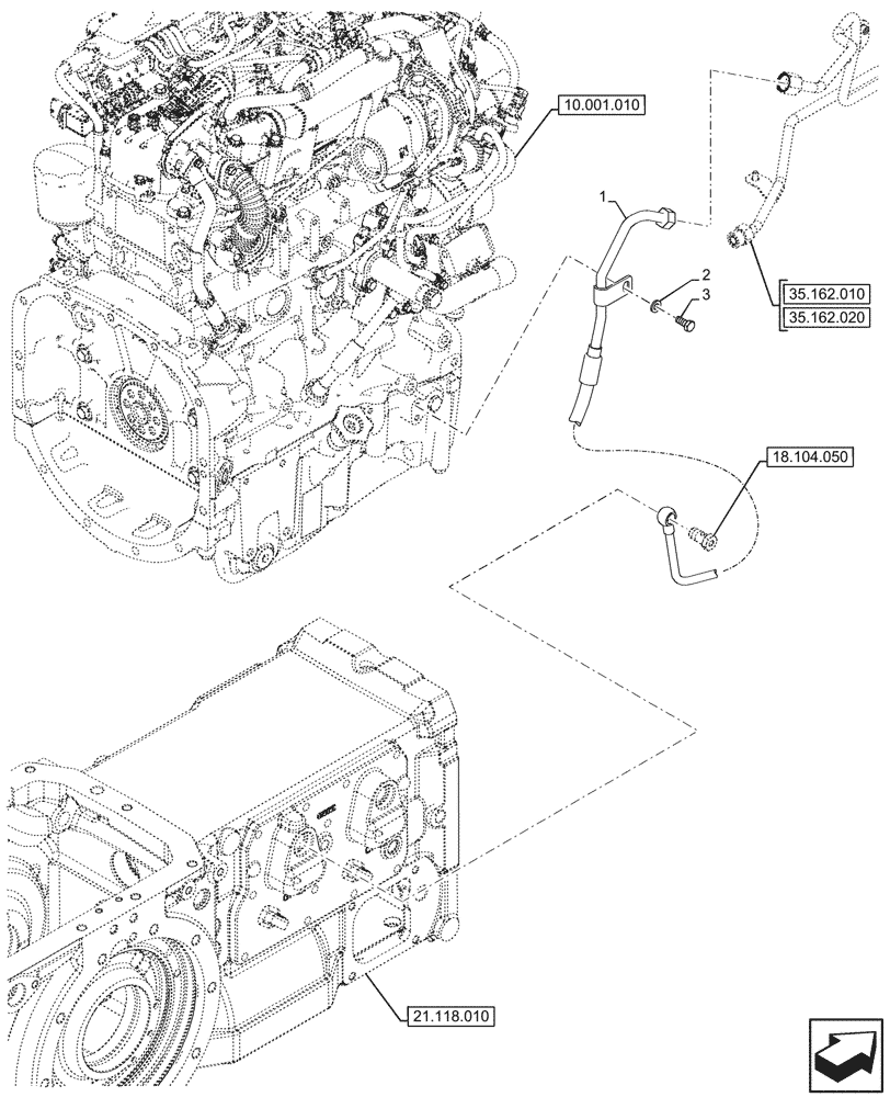 Схема запчастей Case IH FARMALL 90V - (35.160.020) - VAR - 341975, 341976, 341977, 341978, 759019 - RETURN PIPE, HYDRAULIC LIFT (35) - HYDRAULIC SYSTEMS