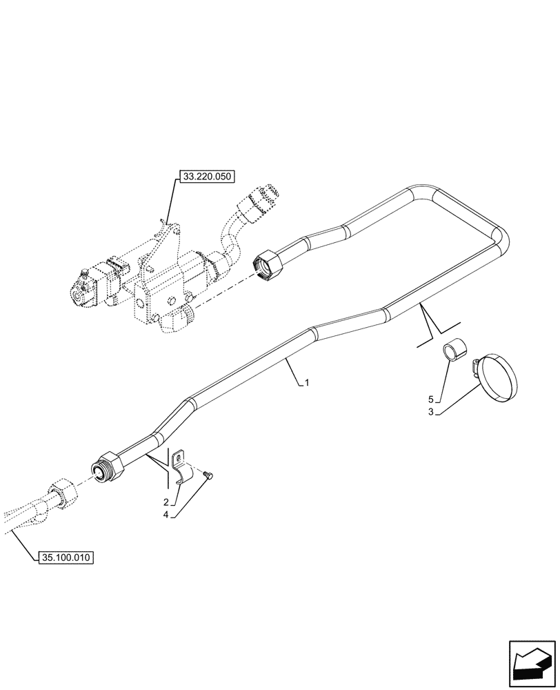 Схема запчастей Case IH FARMALL 100V - (35.100.050) - VAR - 342256, 342258, 759021 - DELIVERY PIPE, LIFT ARM, STEERING, W/ TRAILER BRAKE VALVE, CAB (35) - HYDRAULIC SYSTEMS