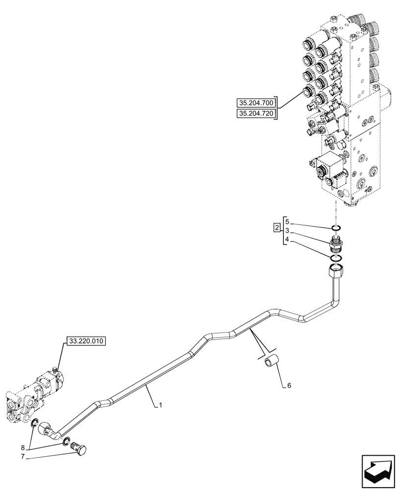 Схема запчастей Case IH FARMALL 80N - (35.204.810) - VAR - 743970 - MID-MOUNT CONTROL VALVE, LINES, W/ 10 COUPLERS, W/ TRAILER BRAKE VALVE, CAB (35) - HYDRAULIC SYSTEMS