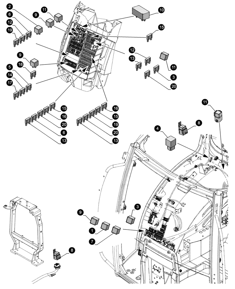 Схема запчастей Case IH PUMA 150 CVT - (05.100.04[03]) - MAINTENANCE PARTS - FUSES (05) - SERVICE & MAINTENANCE