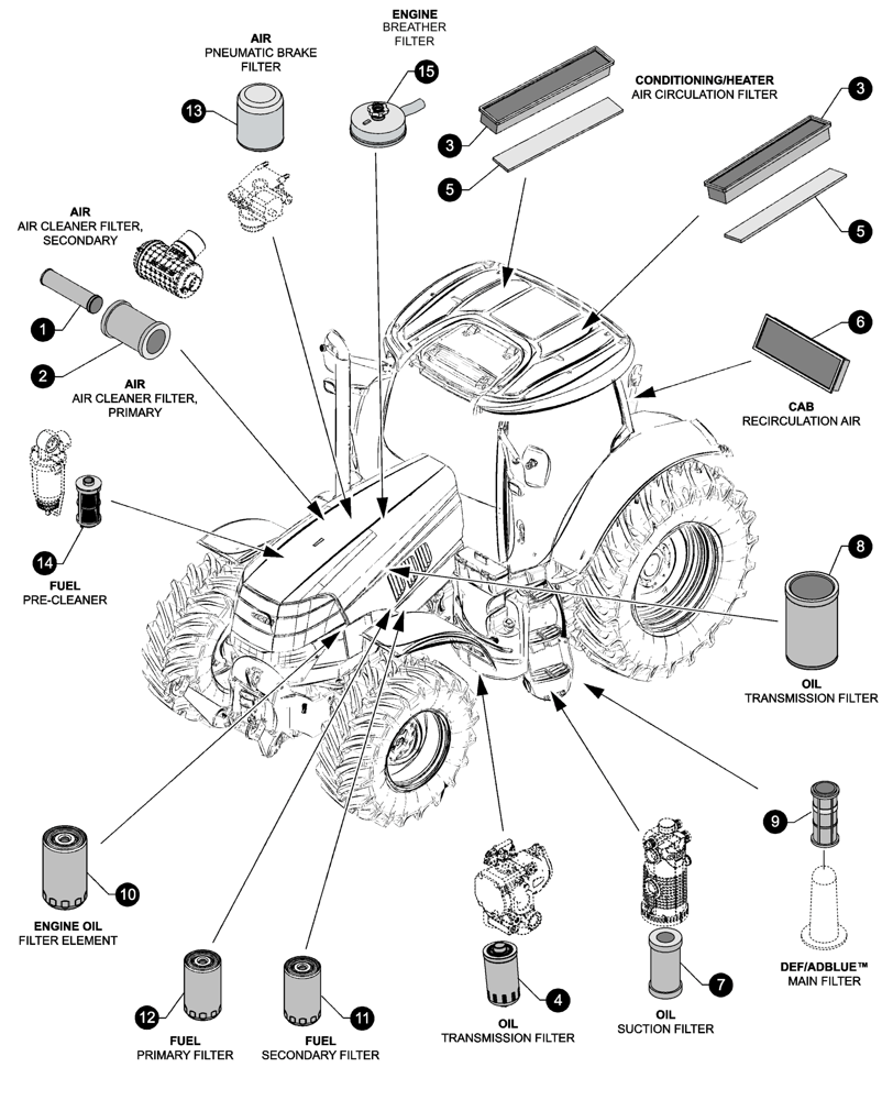 Схема запчастей Case IH PUMA 165 - (05.100.04[01]) - MAINTENANCE PARTS - FILTERS (05) - SERVICE & MAINTENANCE