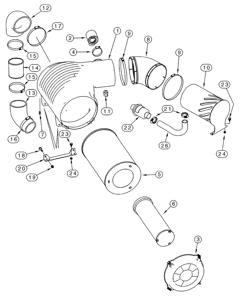 Схема запчастей Case IH 2366 - (02-07[01]) - AIR CLEANER - AIR INDUCTION SYSTEM - BSN JJC0255700 (01) - ENGINE