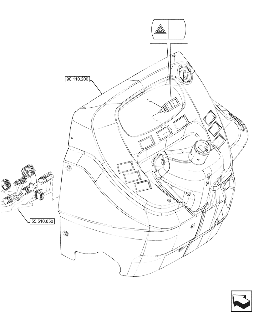Схема запчастей Case IH FARMALL 110N - (55.405.020) - VAR - 342270, 342271, 759028, 759029 - HAZARD LIGHT SWITCH, W/O CAB (55) - ELECTRICAL SYSTEMS