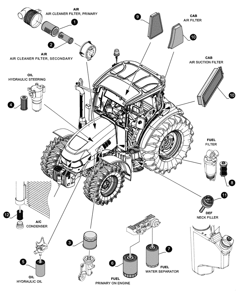 Схема запчастей Case IH FARMALL 110U - (05.100.041) - MAINTENANCE PARTS - FILTERS (05) - SERVICE & MAINTENANCE