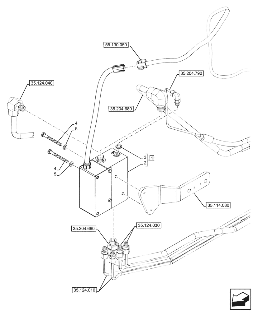 Схема запчастей Case IH FARMALL 110N - (35.114.070) - VAR - 743536 - 3 POINT HITCH, CONTROL VALVE (35) - HYDRAULIC SYSTEMS