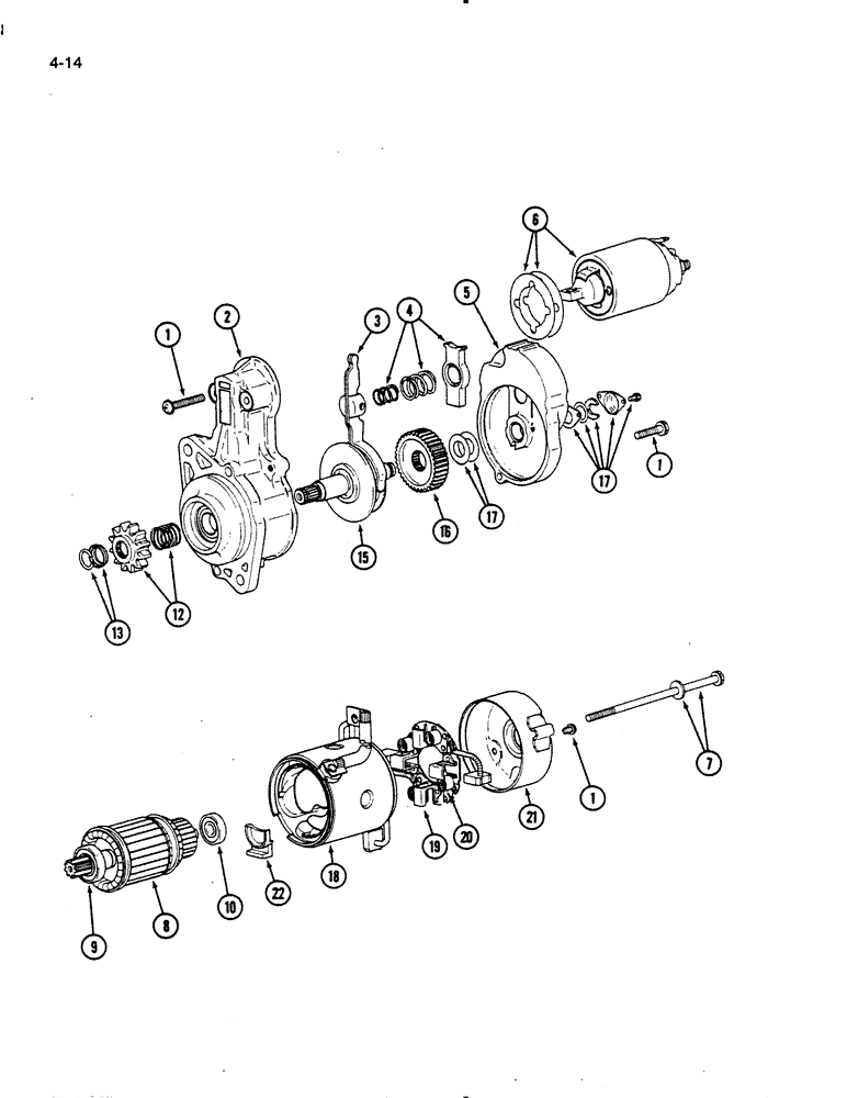 Схема запчастей Case IH 275 - (4-14) - STARTER ASSEMBLY (04) - ELECTRICAL SYSTEMS