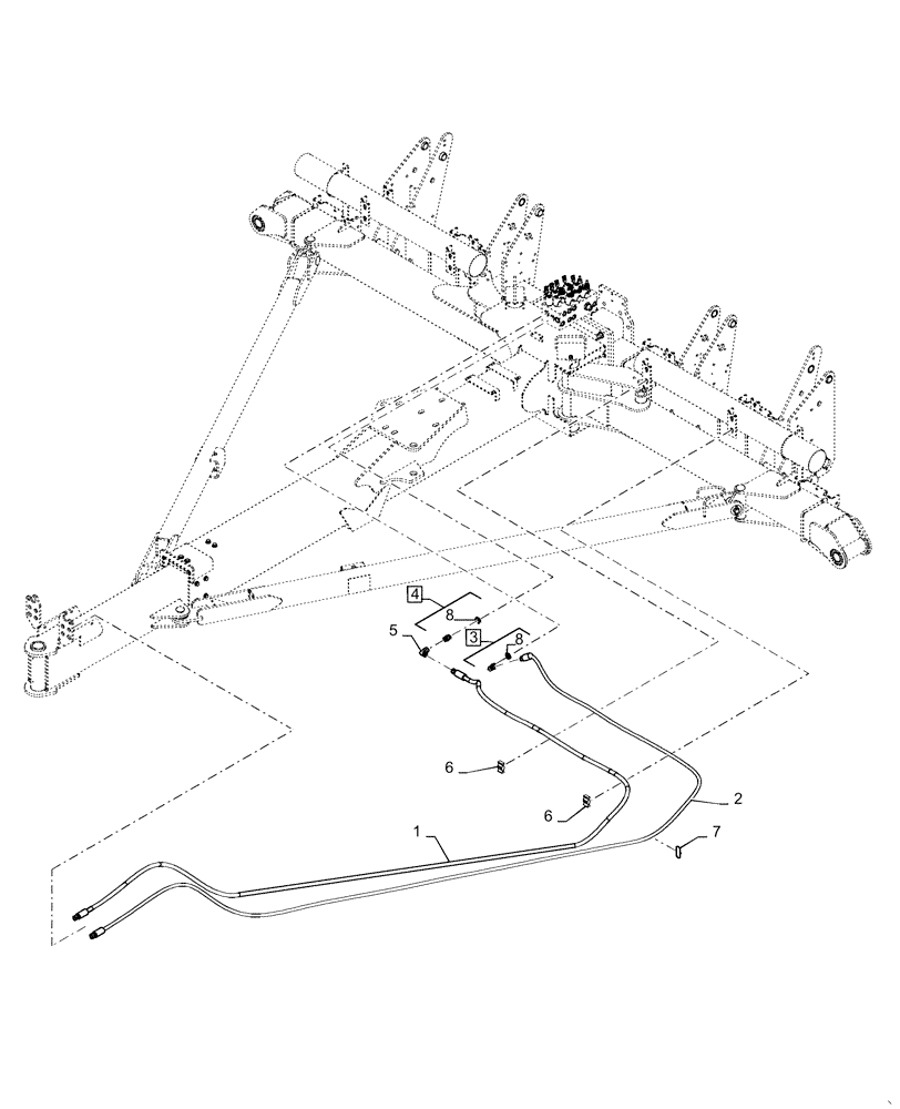 Схема запчастей Case IH 1255 - (35.948.AD[05]) - HYDRAULIC LINES SUPPLY AND RETURN FOR 12 ROW 30" SPACING (35) - HYDRAULIC SYSTEMS