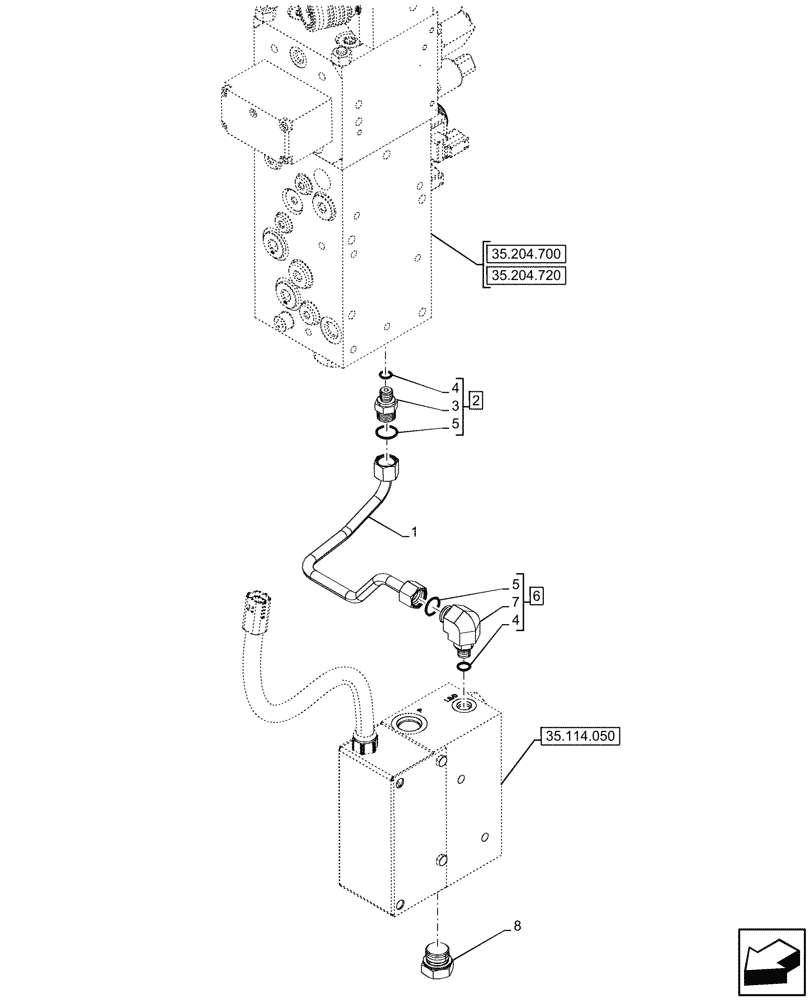 Схема запчастей Case IH FARMALL 80N - (35.204.790) - VAR - 743970 - MID-MOUNT CONTROL VALVE, LINES, W/ 10 COUPLERS, W/ HYDRAULIC STABILIZERS, CAB (35) - HYDRAULIC SYSTEMS
