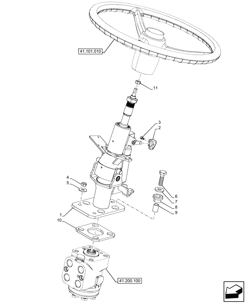 Схема запчастей Case IH FARMALL 80N - (41.101.020) - VAR - 759028, 759029, 759031, 759033 - STEERING COLUMN (41) - STEERING