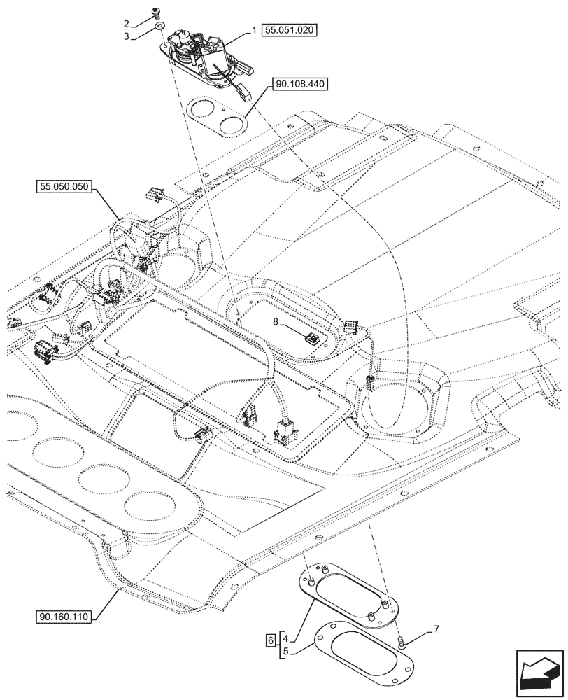 Схема запчастей Case IH FARMALL 110V - (55.051.030) - VAR - 759033 - AIR CONDITIONER, W/ SUPER ECO CAB, CONTROL PANEL, CAB (55) - ELECTRICAL SYSTEMS