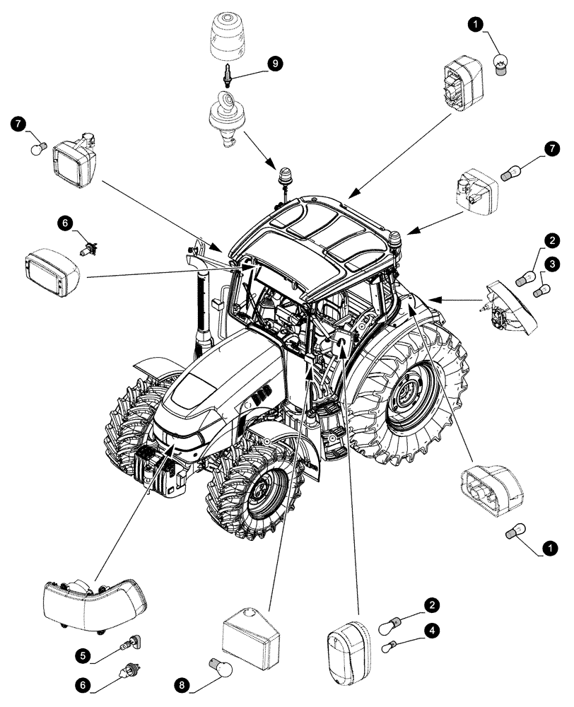 Схема запчастей Case IH FARMALL 110U - (05.100.044) - MAINTENANCE PARTS - BULBS (05) - SERVICE & MAINTENANCE