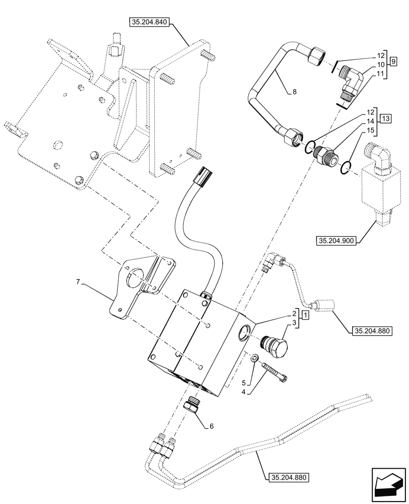 Схема запчастей Case IH FARMALL 90N - (35.114.100) - VAR - 759021 - MID-MOUNT CONTROL VALVE, LINES, STABILIZER, CAB (35) - HYDRAULIC SYSTEMS