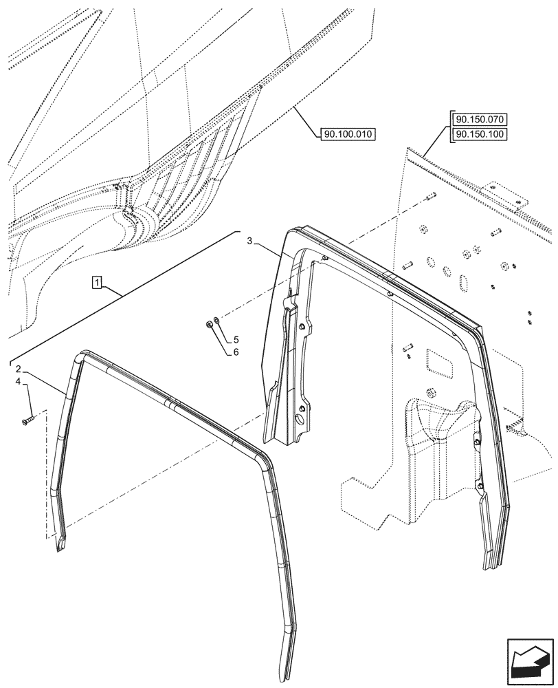 Схема запчастей Case IH FARMALL 110N - (90.102.060) - VAR - 342273, 342274, 342343, 342344, 759031, 759033 - HOOD, FRAME, CAB (90) - PLATFORM, CAB, BODYWORK AND DECALS