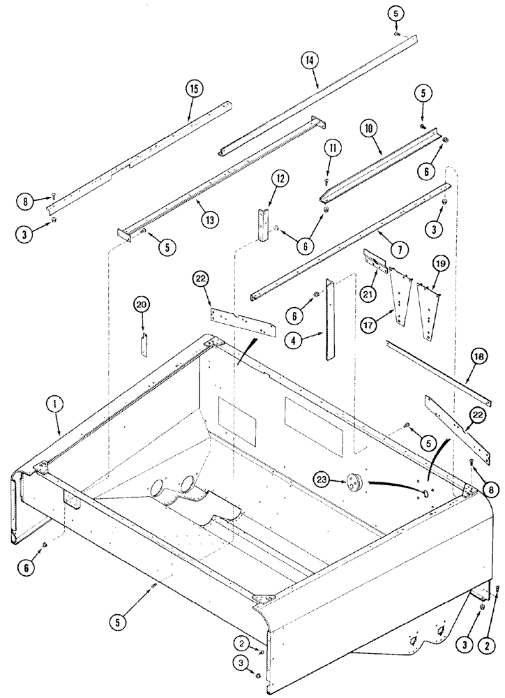 Схема запчастей Case IH 2388 - (09E-01[01]) - GRAIN TANK - SUPPORTS, UPPER, BSN JJC0270499 (17) - GRAIN TANK & UNLOADER