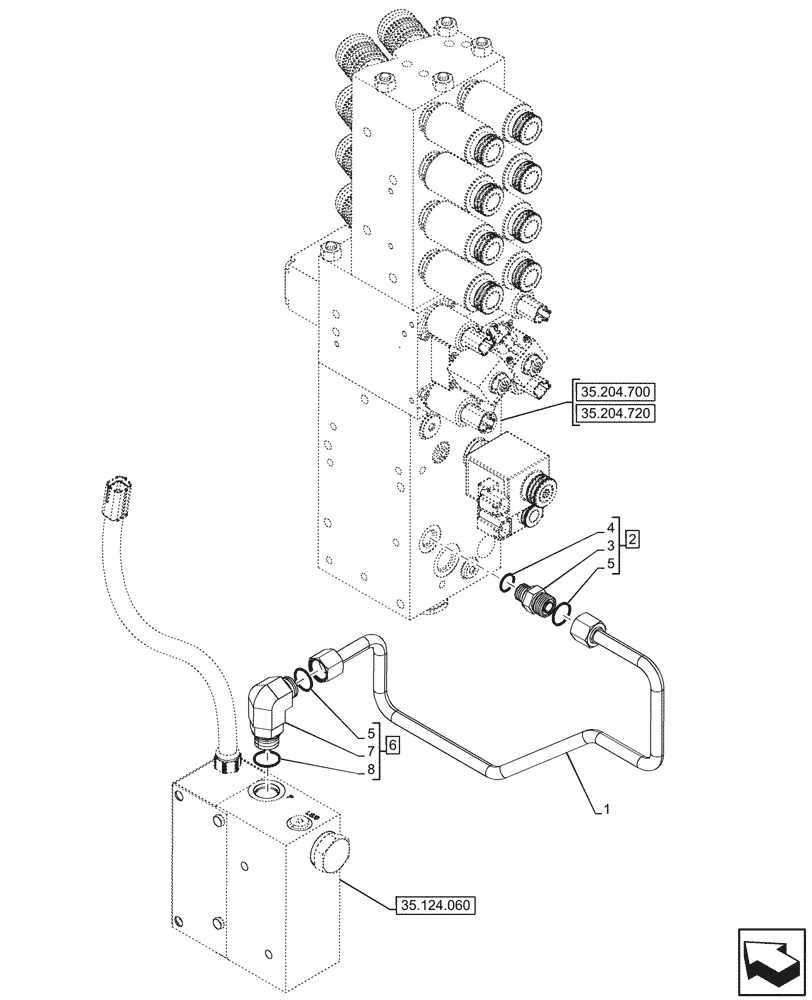 Схема запчастей Case IH FARMALL 90N - (35.204.820) - VAR - 743970 - MID-MOUNT CONTROL VALVE, LINES, W/ 10 COUPLERS, W/ HYDRAULIC STABILIZERS, CAB (35) - HYDRAULIC SYSTEMS