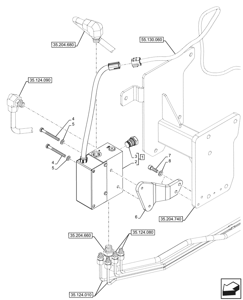 Схема запчастей Case IH FARMALL 100V - (35.114.050) - VAR - 743536 - 3 POINT HITCH, CONTROL VALVE (35) - HYDRAULIC SYSTEMS