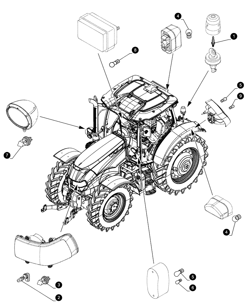 Схема запчастей Case IH MAXXUM 150 - (05.100.04[04]) - MAINTENANCE PARTS - BULBS (05) - SERVICE & MAINTENANCE