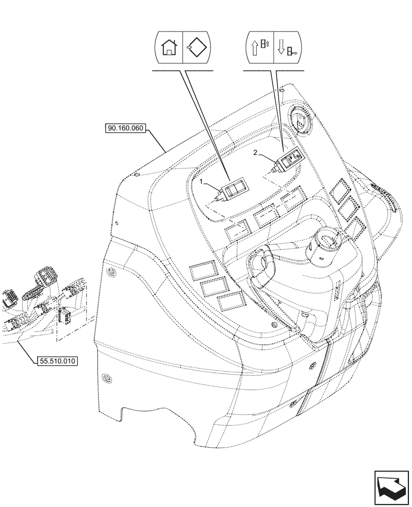 Схема запчастей Case IH FARMALL 110V - (55.408.040) - VAR - 759031, 759033 - SWITCH, INSTRUMENT PANEL, CAB (55) - ELECTRICAL SYSTEMS